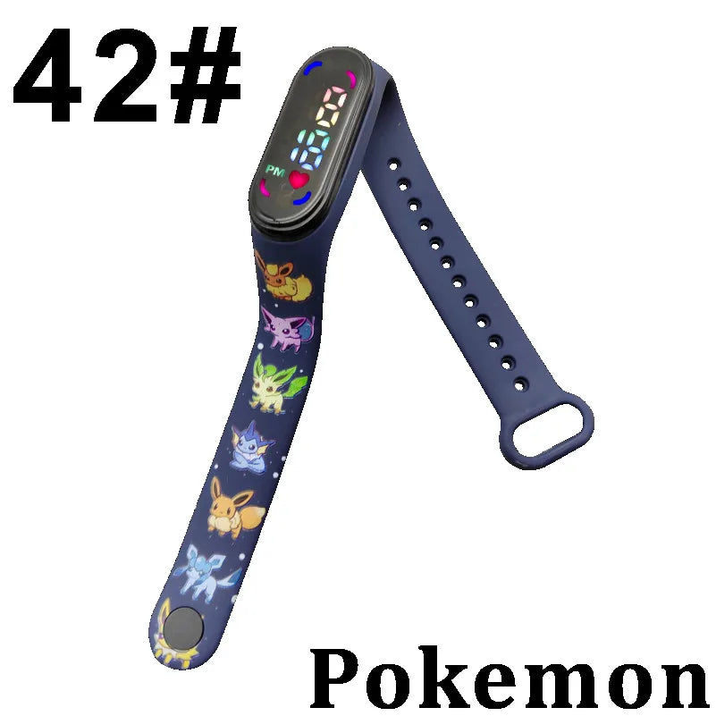 Pokémon LED-Digitaluhr – Kinderarmbanduhr mit Pikachu, Gengar & Evoli im Anime-Design