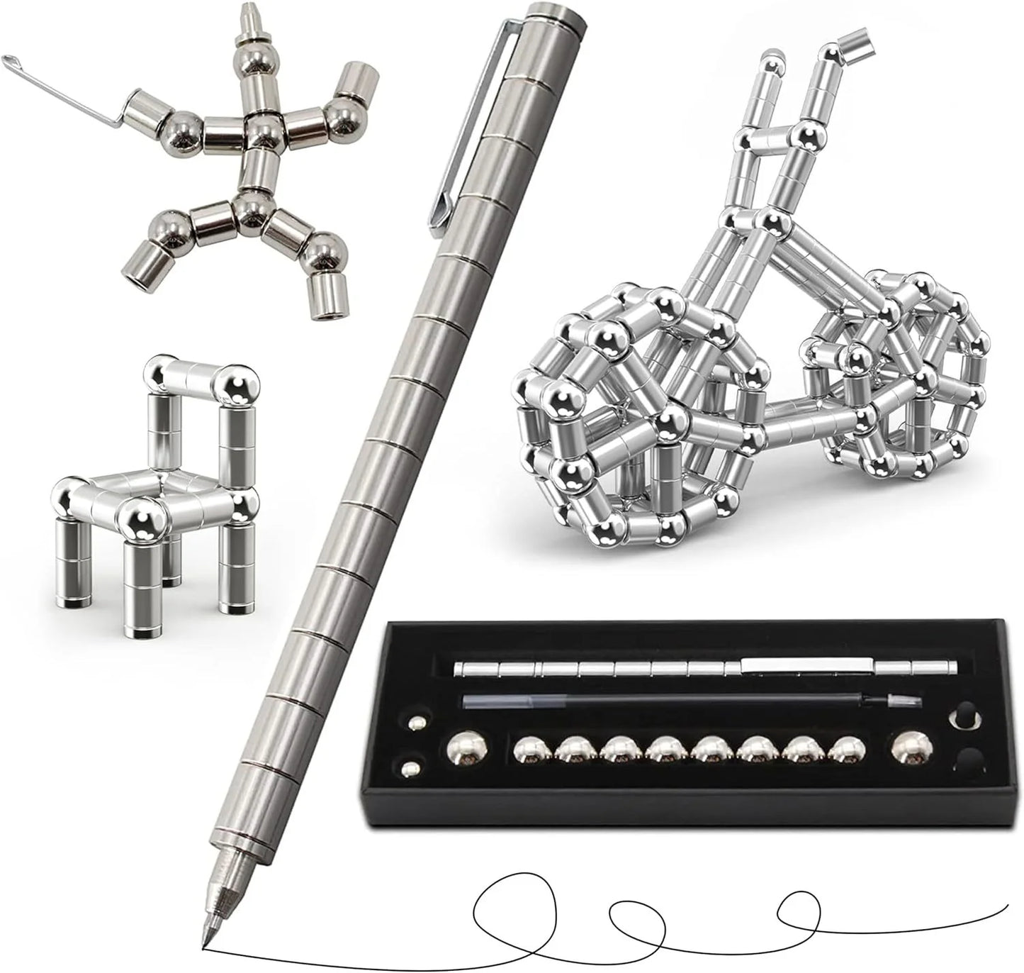 Magnetischer Fidget-Stift mit 13 Ringen – Deformationsstift gegen Stress & Langeweile, Kreativspielzeug & Geschenkidee