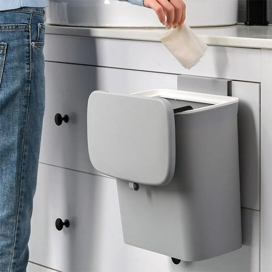 7/9L Hängender Mülleimer Küchenpapierkorb Mülltonne Wandmontierter Badezimmer-Mülleimer mit Deckel Recycling-Müllkorb