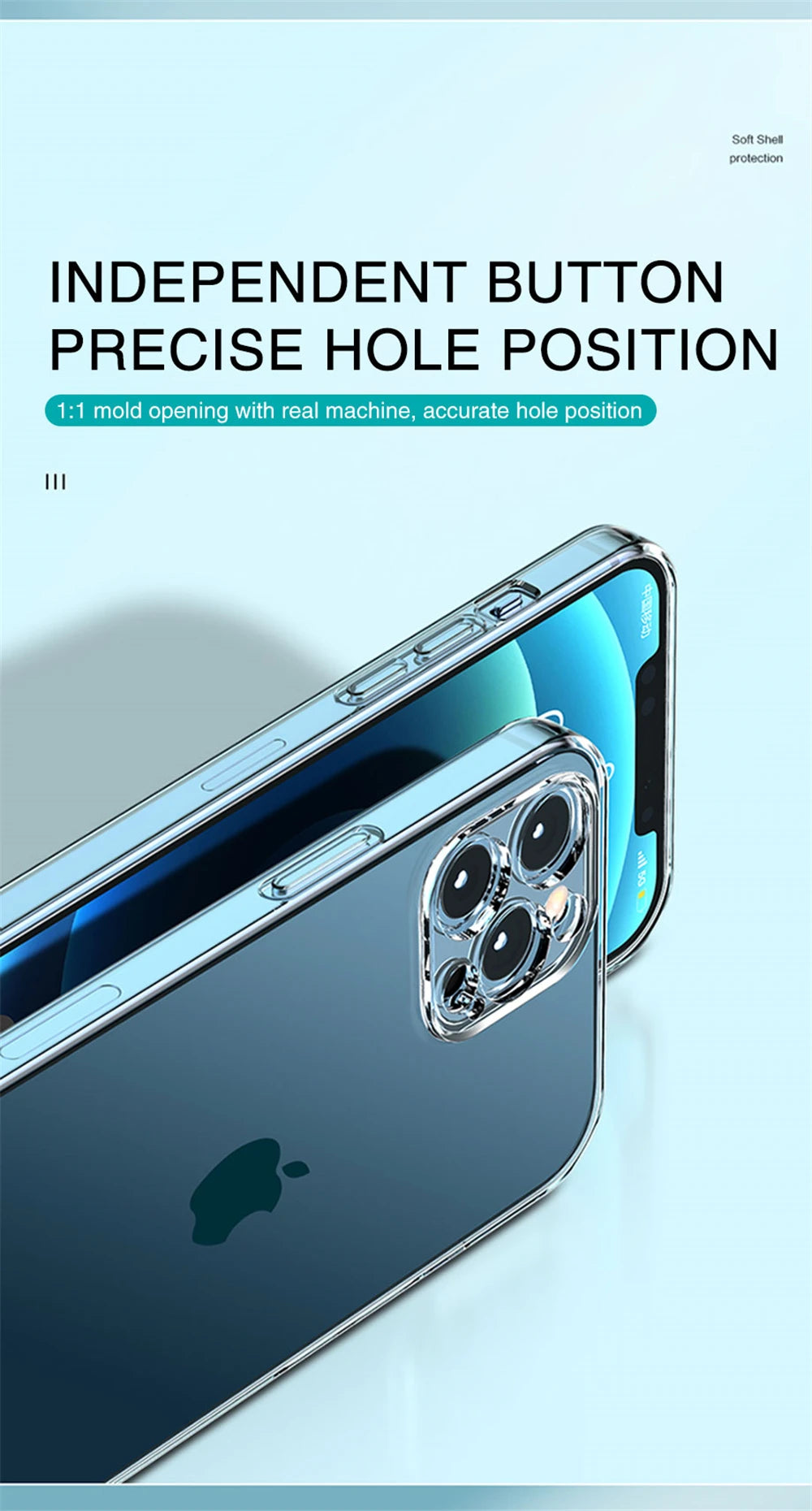 Ultradünne transparente iPhone Hülle – Soft Silikon, stoßfest