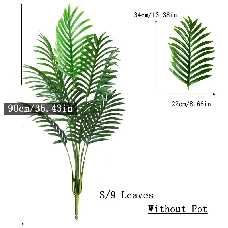 Große künstliche Palme 90–120 cm – Tropenpflanze aus Kunststoff – Monstera Deko für Garten, Balkon & Innenräume