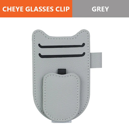 SEAMETAL Auto Sonnenblenden Brillenhalter – Magnetischer Clip aus Lederimitat, Brillen- & Kartenhalter
