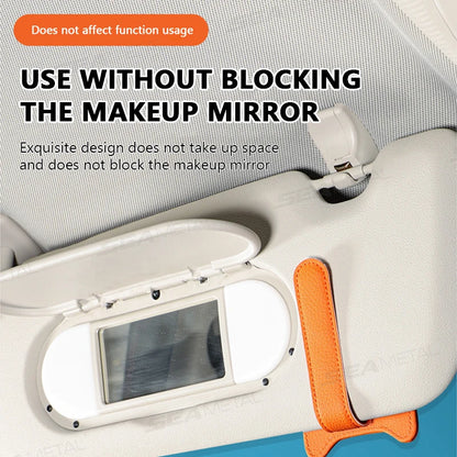 SEAMETAL Auto Sonnenblenden Brillenhalter – Magnetischer Clip aus Lederimitat, Brillen- & Kartenhalter