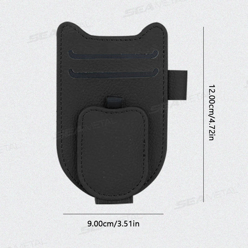 SEAMETAL Auto Sonnenblenden Brillenhalter – Magnetischer Clip aus Lederimitat, Brillen- & Kartenhalter