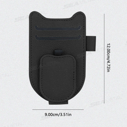 SEAMETAL Auto Sonnenblenden Brillenhalter – Magnetischer Clip aus Lederimitat, Brillen- & Kartenhalter