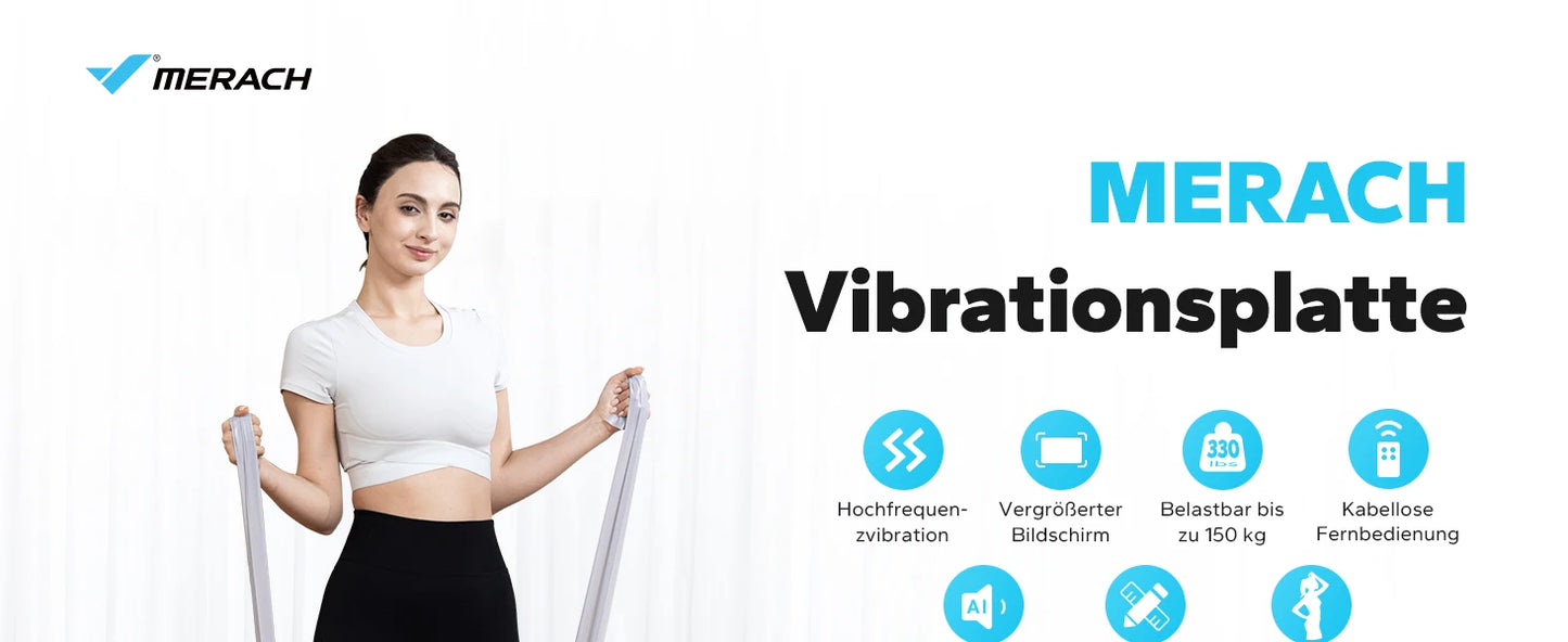 MERACH Vibrationsplatte – Fitnessgerät für Ganzkörpertraining, Muskelaufbau & Fettverbrennung, leise & kompakt, mit Fernbedienung