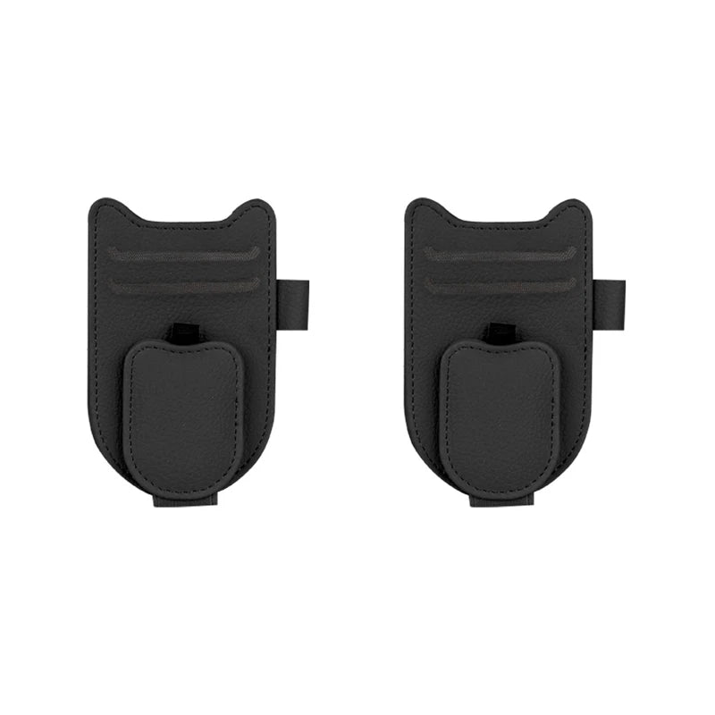 SEAMETAL Auto Sonnenblenden Brillenhalter – Magnetischer Clip aus Lederimitat, Brillen- & Kartenhalter