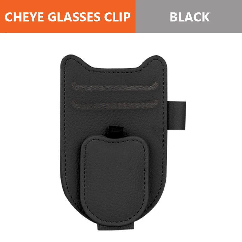 SEAMETAL Auto Sonnenblenden Brillenhalter – Magnetischer Clip aus Lederimitat, Brillen- & Kartenhalter