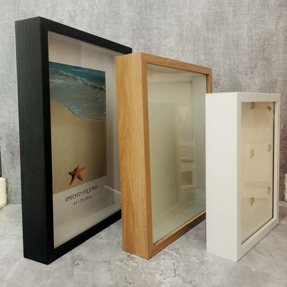 Shadow Box Bilderrahmen aus Holz – 3 cm Tief – Rechteckiger Rahmen für 3D-Objekte & Fotos – Skandinavisches Design