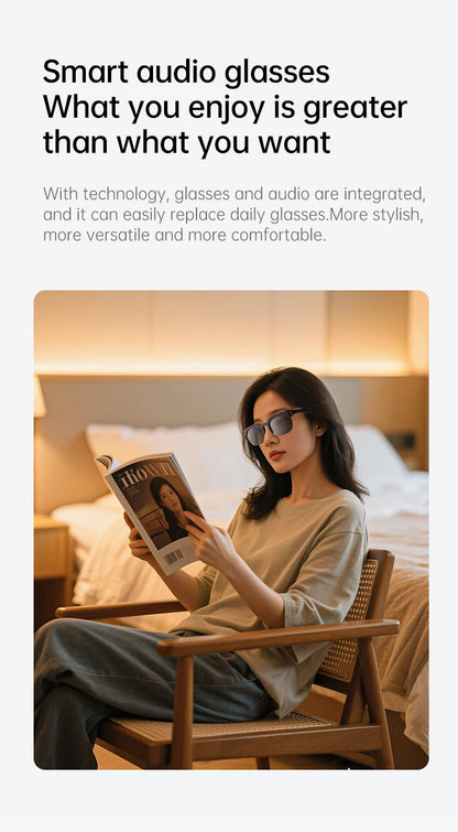 Smart Audio-Brille XG89 mit Übersetzungsfunktion – Bluetooth 6.0 Sonnenbrille mit Kopfhörer & Noise Cancelling – 144 Sprachen – für Reisen & Business