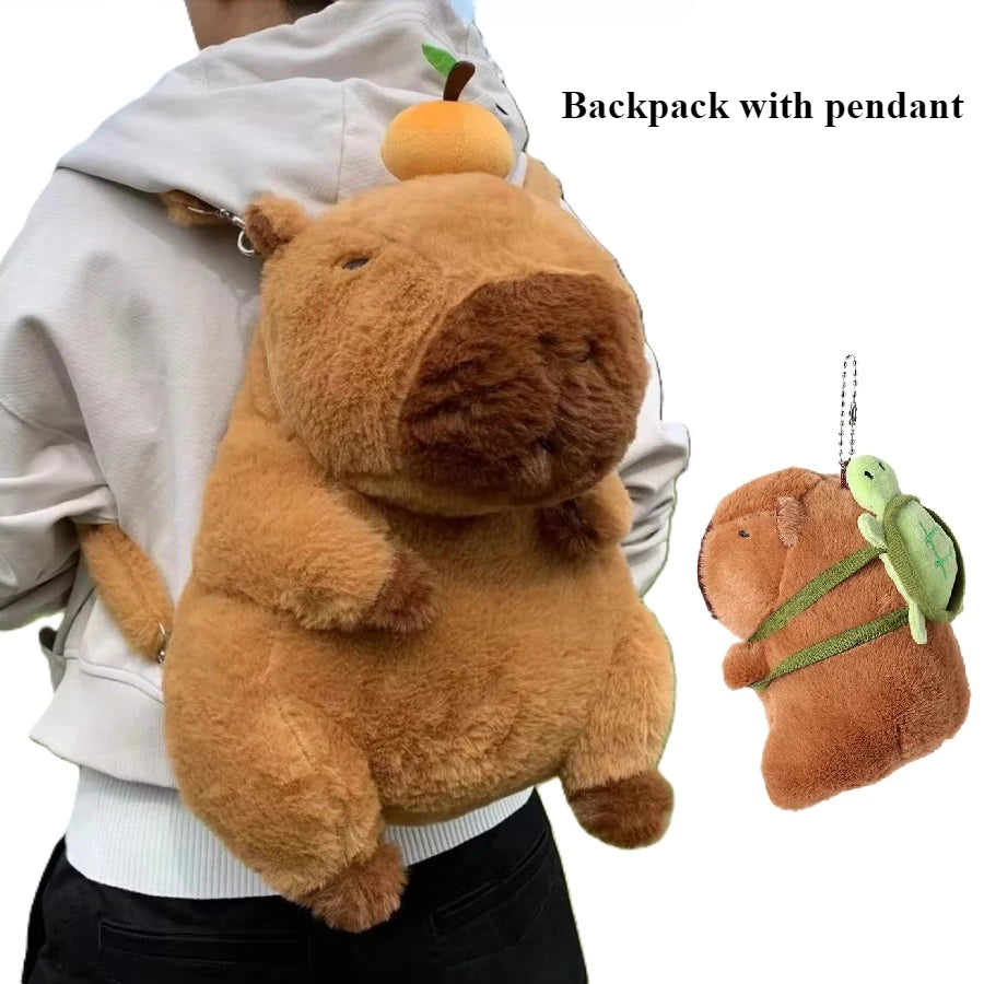 Capybara Plüsch-Rucksack 33 cm – Kawaii Mini-Rucksack & Kuscheltier für Kinder & Teenager
