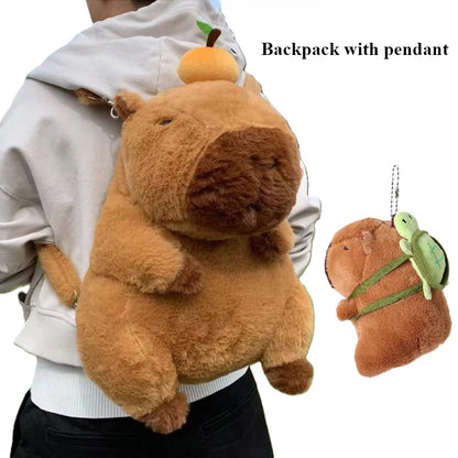 Capybara Plüsch-Rucksack 33 cm – Kawaii Mini-Rucksack & Kuscheltier für Kinder & Teenager