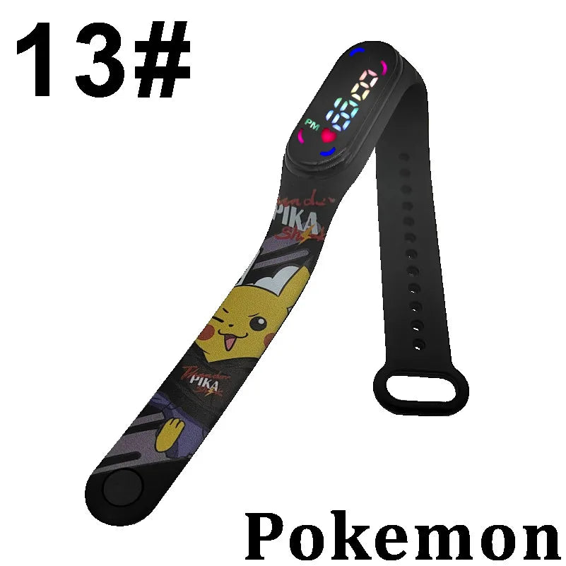Pokémon LED-Digitaluhr – Kinderarmbanduhr mit Pikachu, Gengar & Evoli im Anime-Design