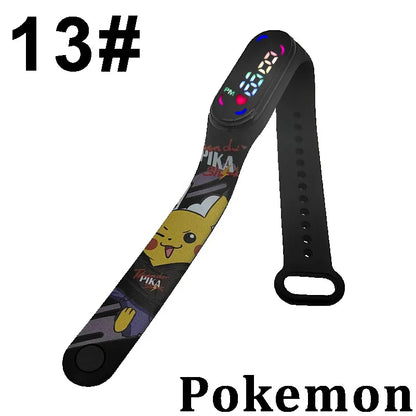 Pokémon LED-Digitaluhr – Kinderarmbanduhr mit Pikachu, Gengar & Evoli im Anime-Design