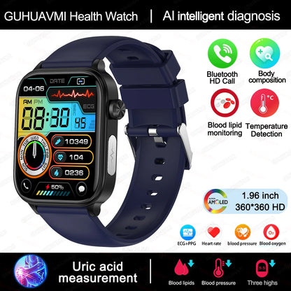 GUHUAVMI GH570 Smartwatch – Gesundheitsuhr mit Blutwert-Analyse & BT Call
