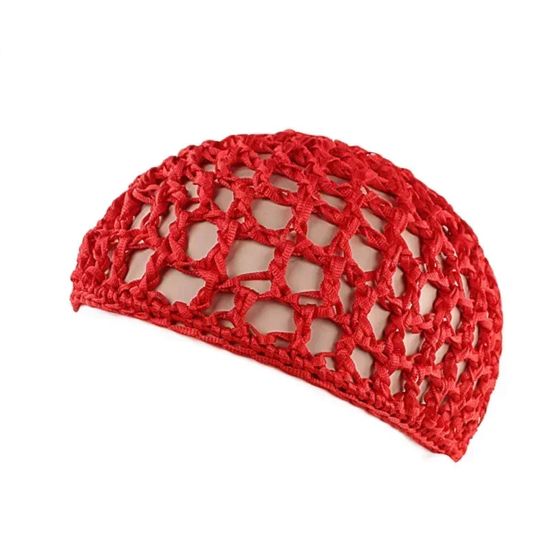 Haarnetz Damen gehäkelt – Elastisches Mesh Turban Cap – Schlafhaube & Haarpflege-Hilfe – atmungsaktiv & bequem – Unisex