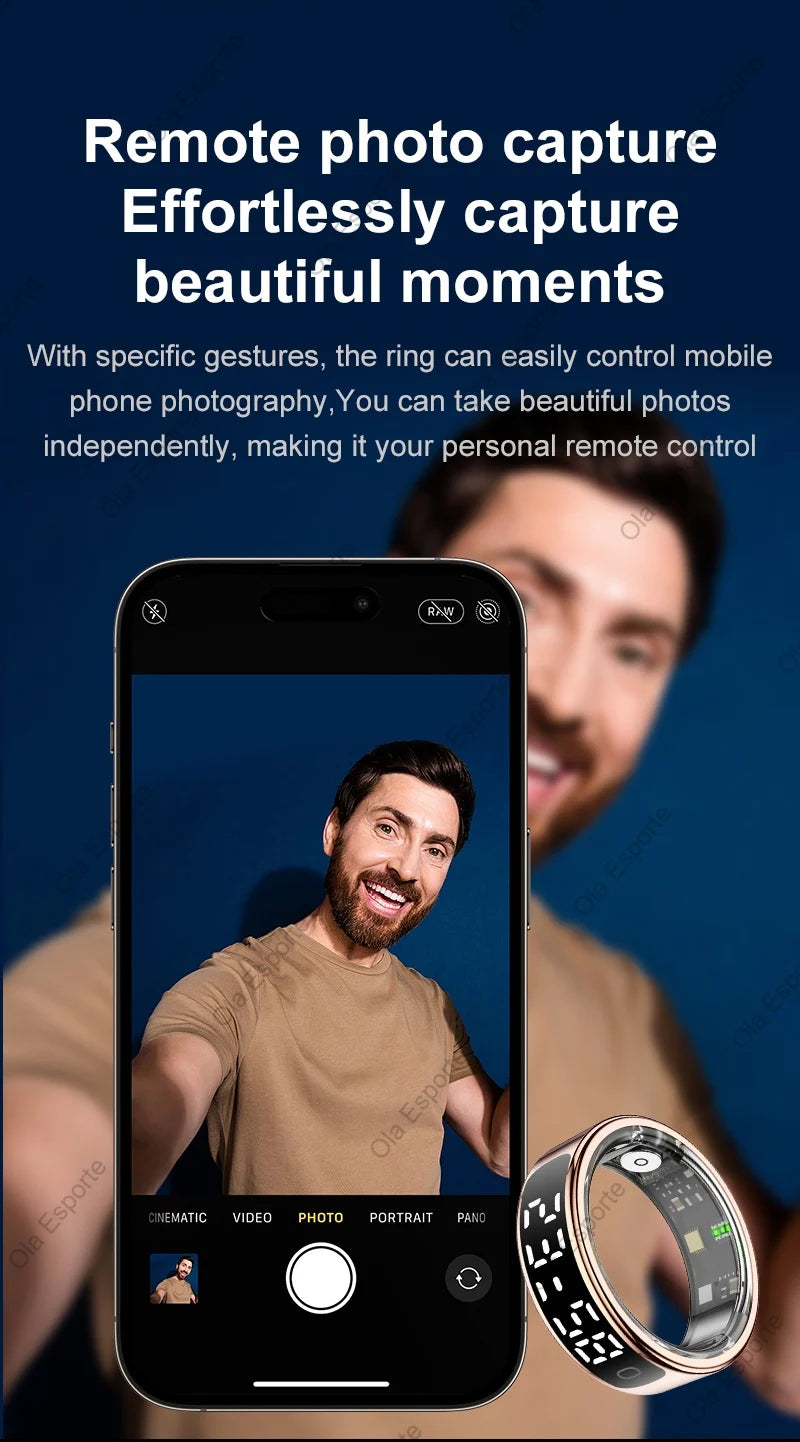 Smart Ring mit Display – Gesundheitsring für Damen & Herren – Herzfrequenz, Schlaf & Sauerstoff – 5ATM wasserdicht – TikTok-Steuerung – für Android & iOS