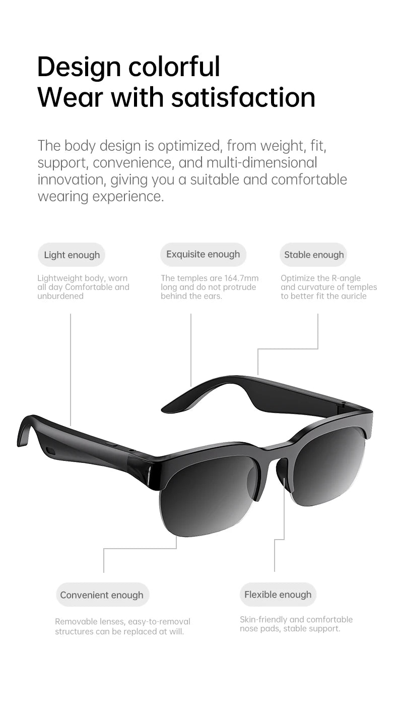 Smart Audio-Brille XG89 mit Übersetzungsfunktion – Bluetooth 6.0 Sonnenbrille mit Kopfhörer & Noise Cancelling – 144 Sprachen – für Reisen & Business