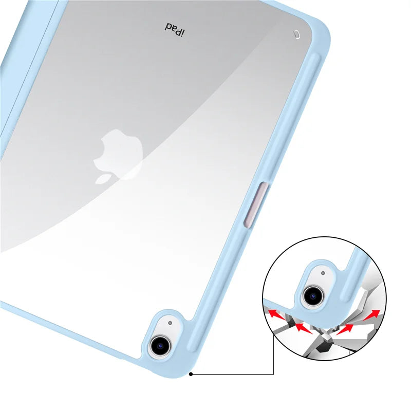 iPad Hülle mit Stifthalter & Standfunktion – Acryl Rückseite, stoßfest