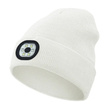 3-in-1 Bluetooth Beanie mit LED-Licht – Mütze mit Kopfhörer & Licht, USB-Ladung, Unisex für Outdoor & Sport
