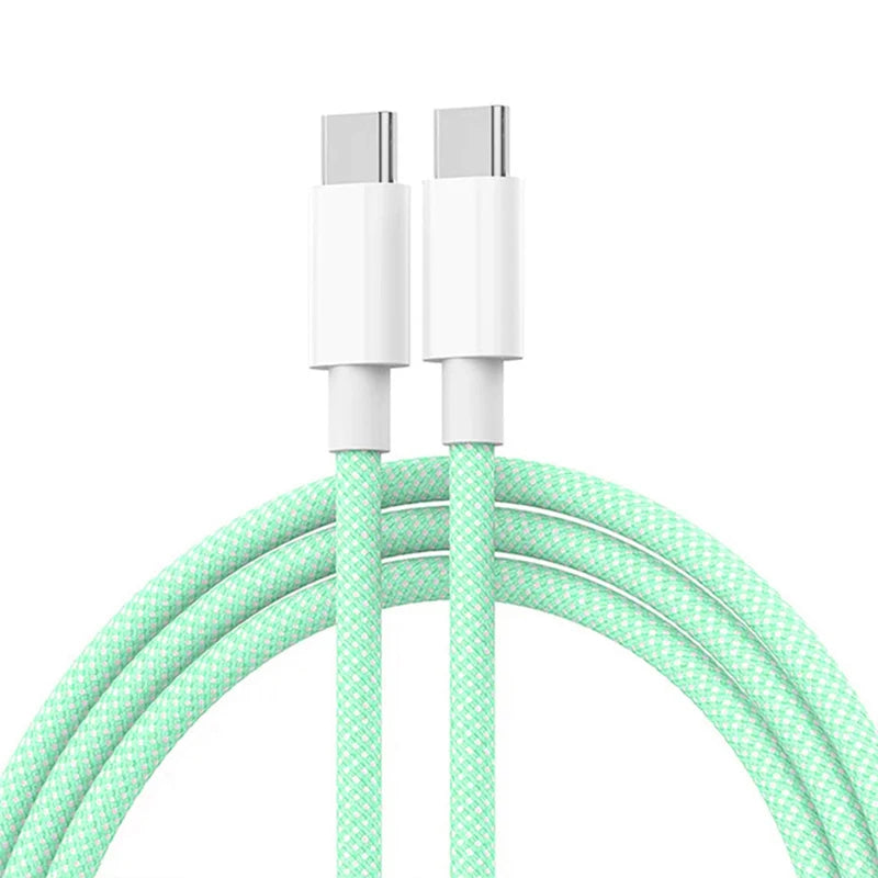 USB-C zu USB-C Nylon Kabel – 60W Schnellladekabel für iPhone 15, Samsung, Huawei & mehr
