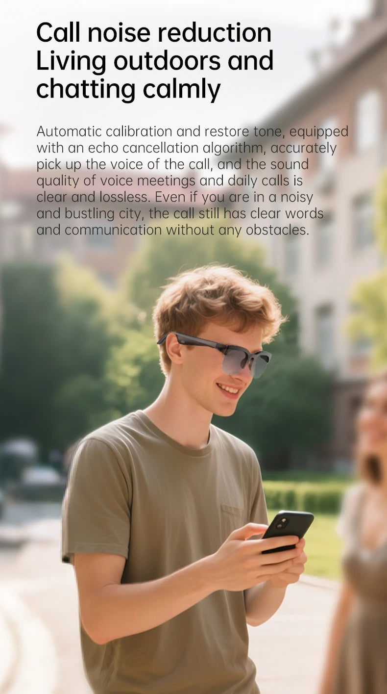 Smart Audio-Brille XG89 mit Übersetzungsfunktion – Bluetooth 6.0 Sonnenbrille mit Kopfhörer & Noise Cancelling – 144 Sprachen – für Reisen & Business