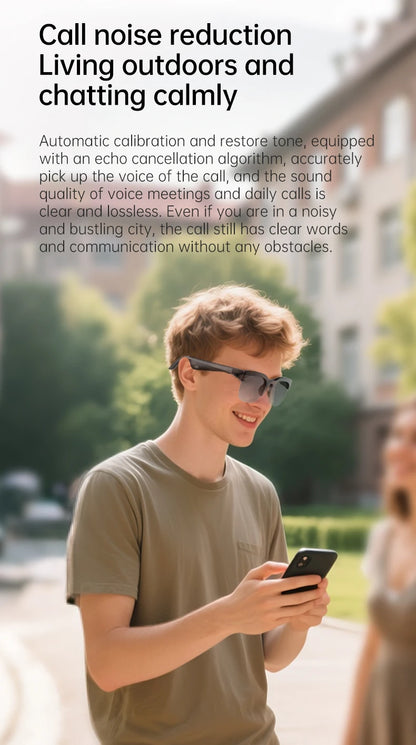 Smart Audio-Brille XG89 mit Übersetzungsfunktion – Bluetooth 6.0 Sonnenbrille mit Kopfhörer & Noise Cancelling – 144 Sprachen – für Reisen & Business