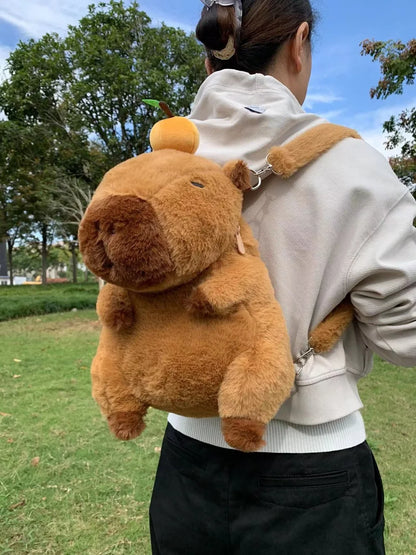 Capybara Plüsch-Rucksack 33 cm – Kawaii Mini-Rucksack & Kuscheltier für Kinder & Teenager