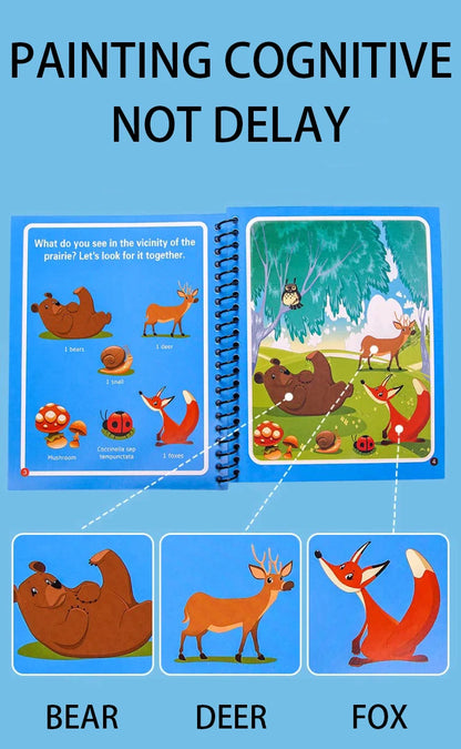 Magisches Wasser-Malbuch – Wiederverwendbares Montessori Malbuch für Kinder ohne Farbe