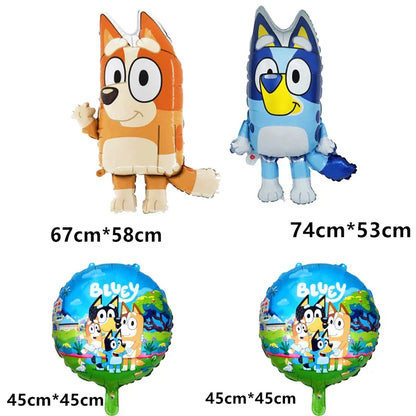 Bluey Ballons Blueies Cartoon Hund Ballon Bingoed Alles Gute zum Geburtstag Banner Geschirr Hintergrund Party Dekorationen Kind Kuchen Topper