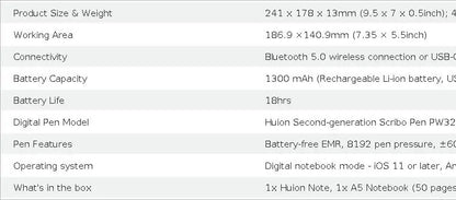 HUION Note 2-in-1 digitales Notebook-Zeichentablett mit batterielosem Stift, kabelloses Bluetooth-Papiertablett, elektronischer Schreibblock