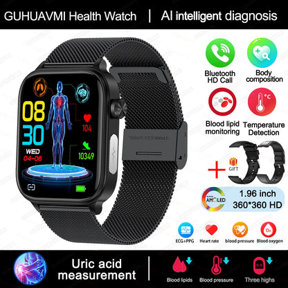 GUHUAVMI GH570 Smartwatch – Gesundheitsuhr mit Blutwert-Analyse & BT Call