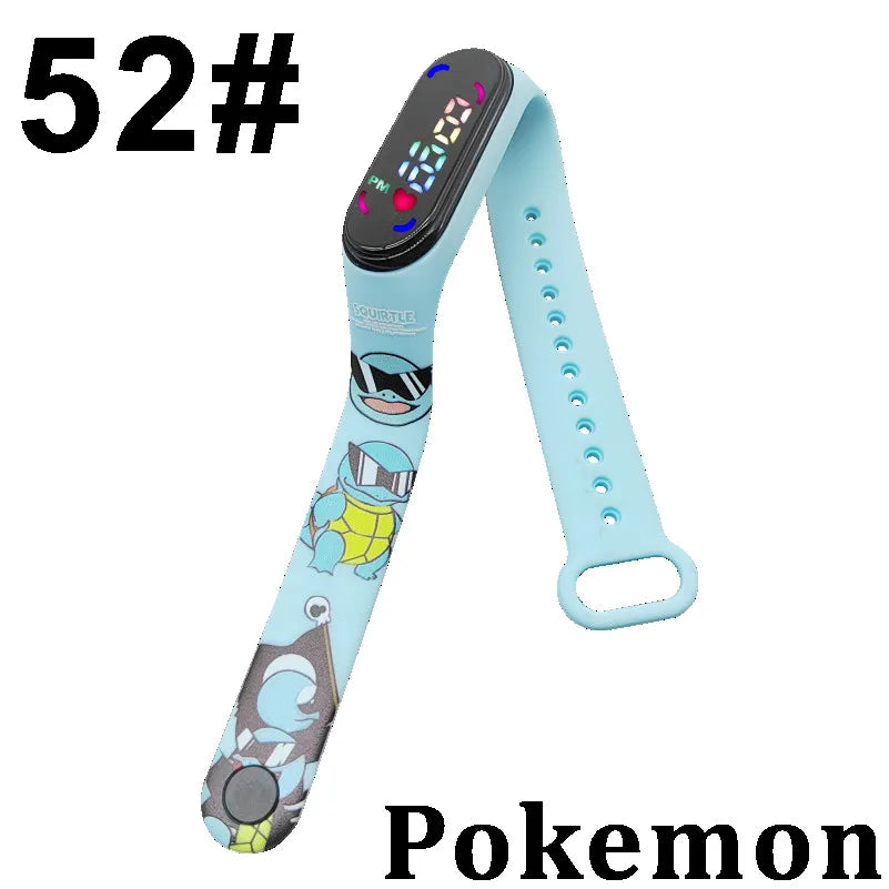 Pokémon LED-Digitaluhr – Kinderarmbanduhr mit Pikachu, Gengar & Evoli im Anime-Design