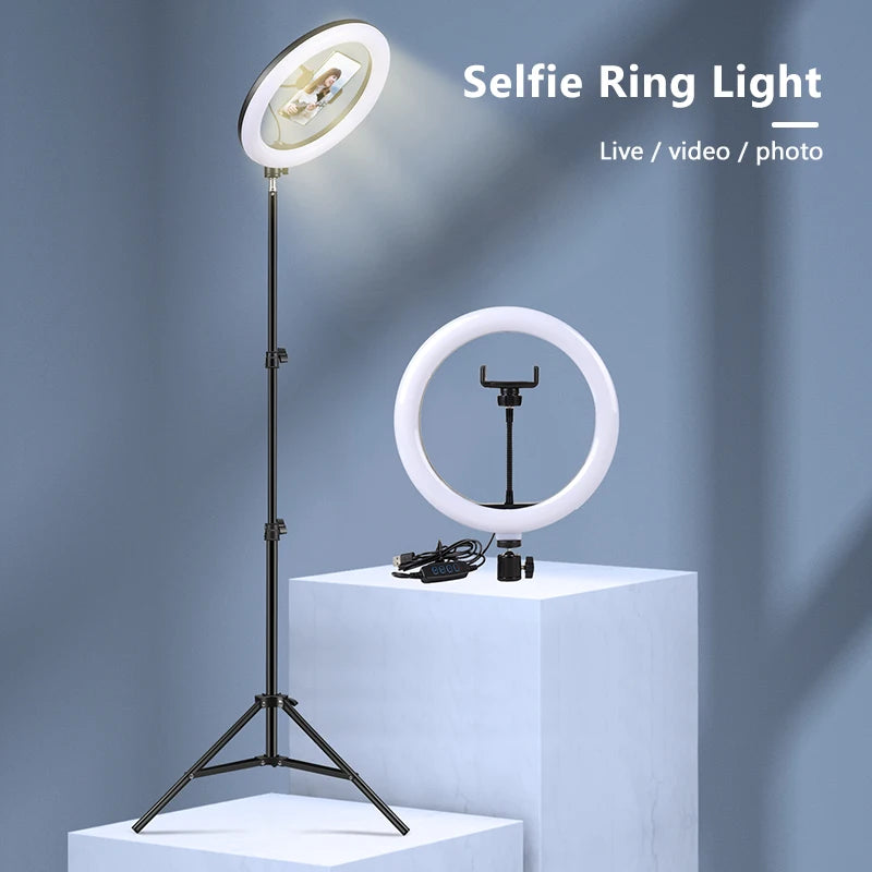 10" Selfie Ringlicht mit Stativ – LED-Ringleuchte für Video & Livestream