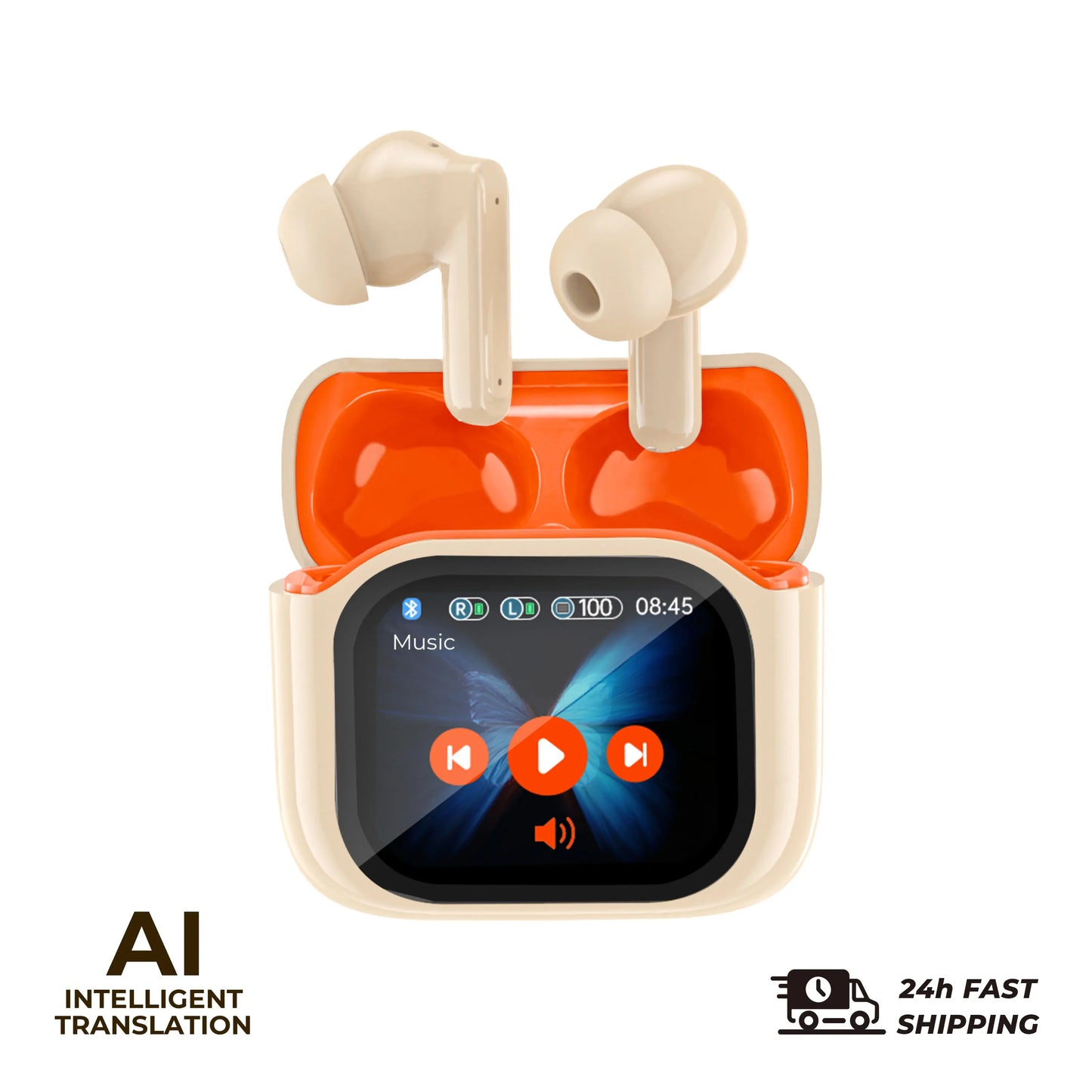 2er-Set Übersetzungs-Kopfhörer – Bluetooth 5.4 Earbuds mit Echtzeit-Übersetzung in 144 Sprachen – Noise Cancelling Headsets für Reisen & Business