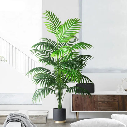 Große künstliche Palme 90–120 cm – Tropenpflanze aus Kunststoff – Monstera Deko für Garten, Balkon & Innenräume