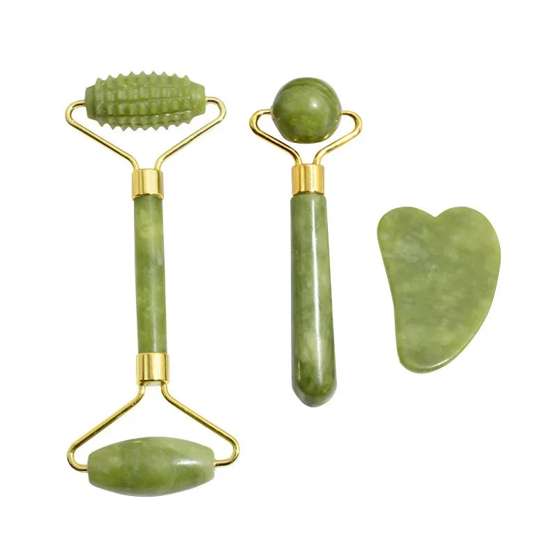 AYHle Jade Roller & Gua Sha – Natürliches Stein-Massage-Set für Gesicht, Hals & Augenpflege