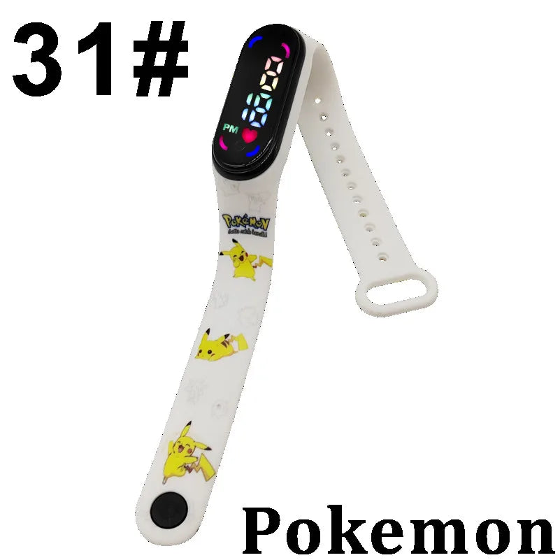 Pokémon LED-Digitaluhr – Kinderarmbanduhr mit Pikachu, Gengar & Evoli im Anime-Design