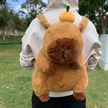Capybara Plüsch-Rucksack 33 cm – Kawaii Mini-Rucksack & Kuscheltier für Kinder & Teenager