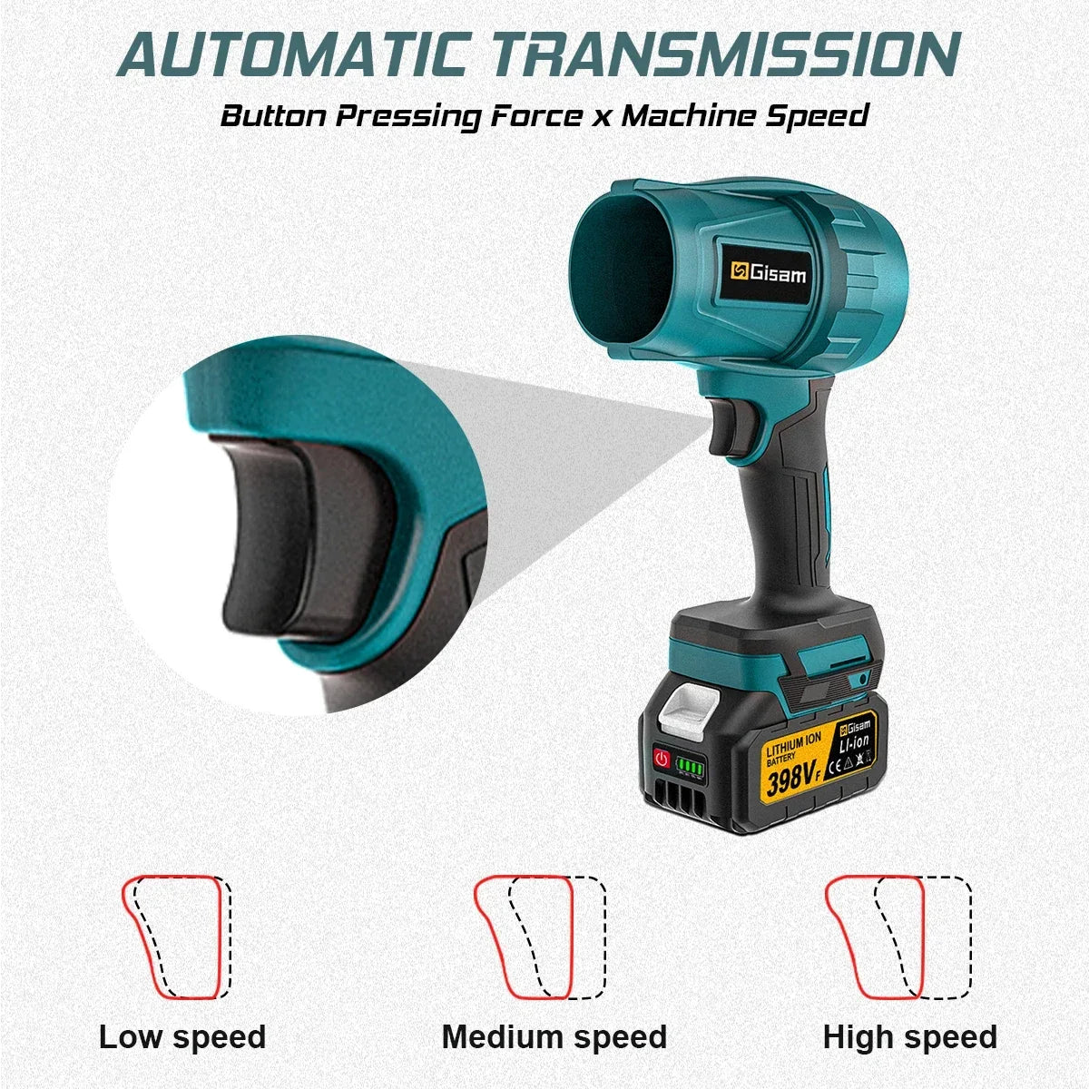 Gisam 200 m/s Brushless Turbo Jet Fan 1500 W – Makita 18 V Akku-Gebläse