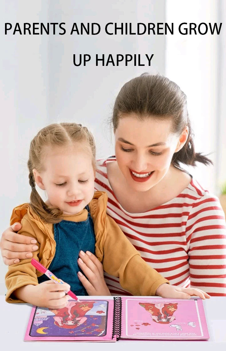 Magisches Wasser-Malbuch – Wiederverwendbares Montessori Malbuch für Kinder ohne Farbe