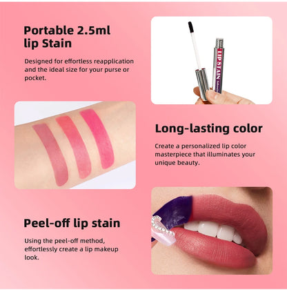 Korean Lip Tint Peel Off – Matte Lip Ink, langanhaltend & wasserfest, 3 Farben