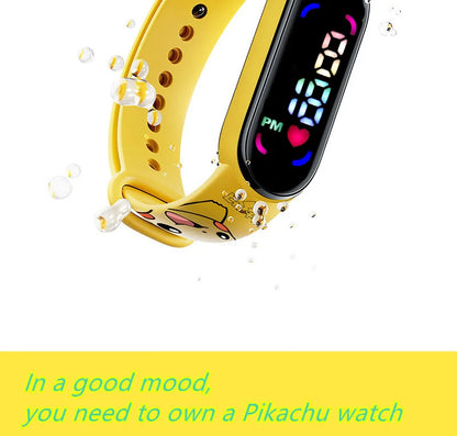 Pokémon LED-Digitaluhr – Kinderarmbanduhr mit Pikachu, Gengar & Evoli im Anime-Design