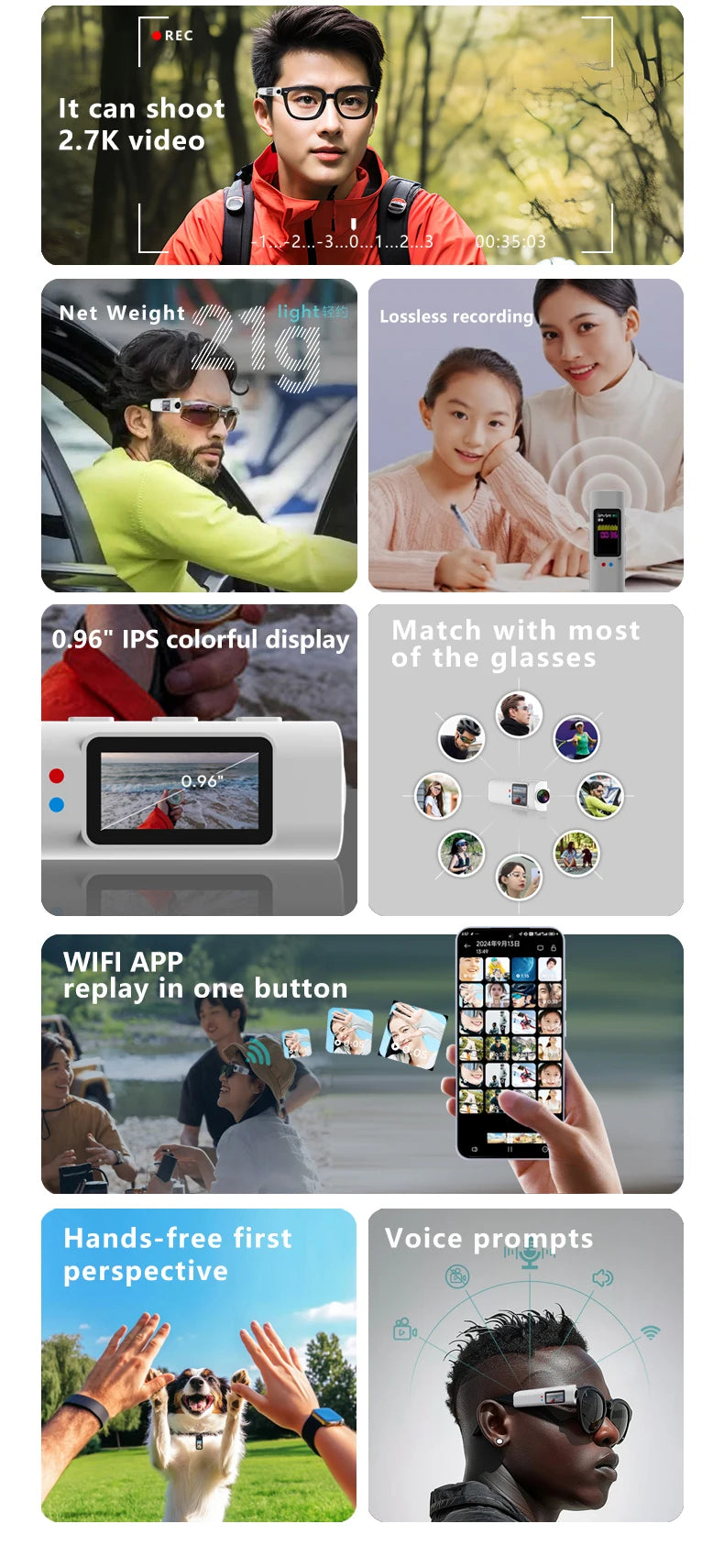 Xiaomi 4K FPV Smart Glasses mit HD-Kamera – Videoaufnahme, WiFi App-Steuerung & Sprachaufzeichnung für Outdoor & Sport