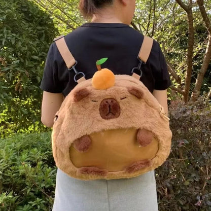 Capybara Plüsch-Rucksack 33 cm – Kawaii Mini-Rucksack & Kuscheltier für Kinder & Teenager