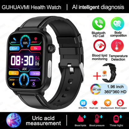 GUHUAVMI GH570 Smartwatch – Gesundheitsuhr mit Blutwert-Analyse & BT Call