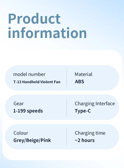 Seavidar Mini Handventilator – Tragbare USB-Klimaanlage mit 6 Lüftern & 199 Windstufen