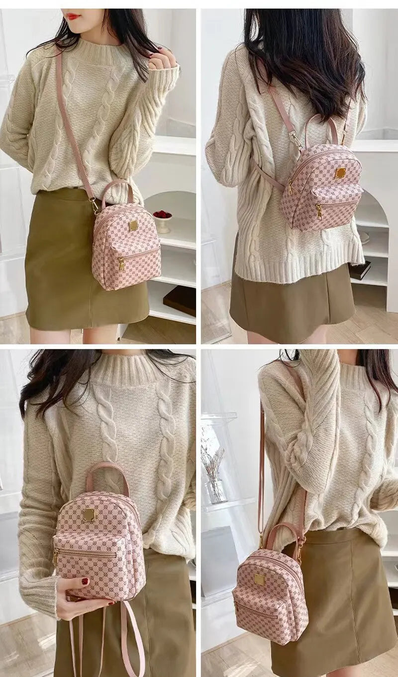 Damen Rucksack aus PU-Leder – Modischer Tagesrucksack für Schule & Freizeit