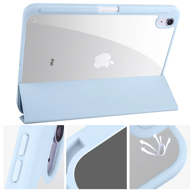 iPad Hülle mit Stifthalter & Standfunktion – Acryl Rückseite, stoßfest