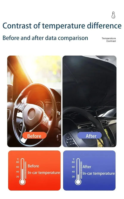 Auto-Sonnenschirm Frontscheibe – Faltbarer Car Sunshade Umbrella für Sommer & UV-Schutz